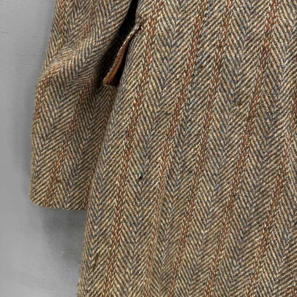 Vintage Harris Tweed Blazer Brown Herringbone Striped Wool Sport Coat 38R - Picture 4 of 9
